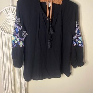 Embroidered long sleeve top